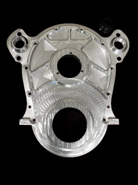 AD-5004-PKG  BB CHEVY  65-89 GEN 4 BILLET TIMING COVER PKG W ROLLER CAM SPUD W GASKET SEAL